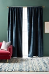 Anthropologie Velvet Slub Curtain By  In Blue Size 108"