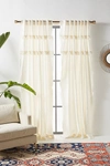 Anthropologie Tasseled Cassie Curtain By  In White Size 50x63