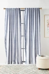 Anthropologie Embroidered Tobias Velvet Curtain By  In Blue Size 50x63
