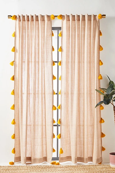 Anthropologie Mindra Curtain By  In Yellow Size 50x84 In Yellow