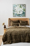 Anthropologie Lustered Velvet Alastair Quilt By  In Green Size Kg Top/bed