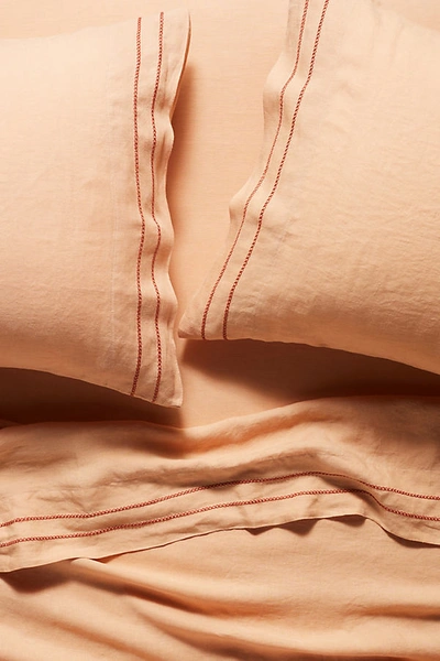 Anthropologie Moderna Linen Sheet Set By  In Orange Size Pillowcase