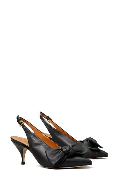 Tory Burch Bow Slingback Pointed Toe Pump In Perfect Black