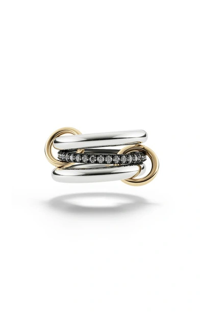 Spinelli Kilcollin Libra Linked Pavé Diamond Rings In Silver/ Yellow Gold/ Diamond