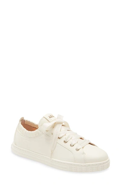 Agl Attilio Giusti Leombruni Ruffle Top Lace-up Sneaker In Off White Leather