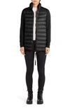 Moncler Quilted Down & Wool Long Cardigan In Grey
