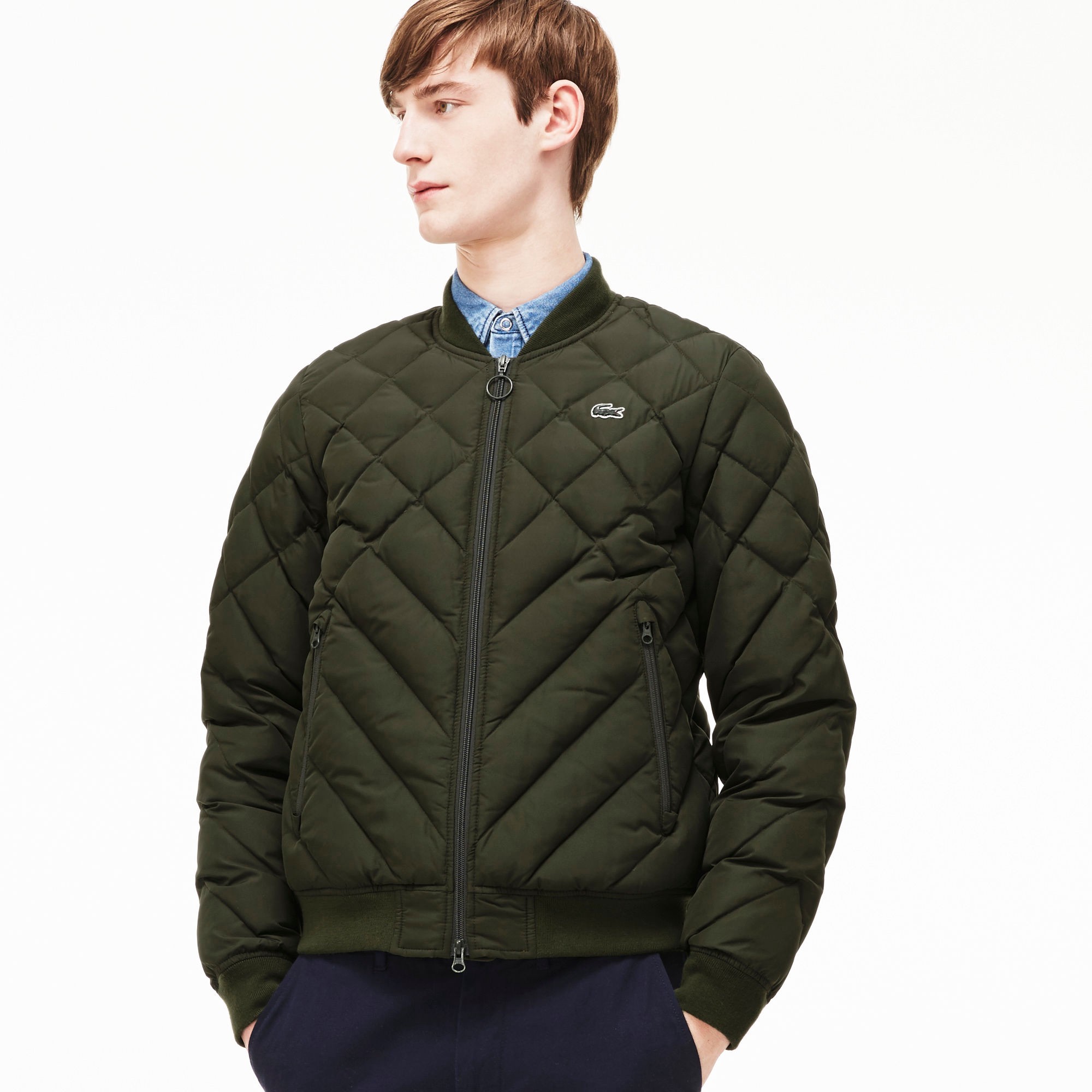 lacoste quilted bomber jacket