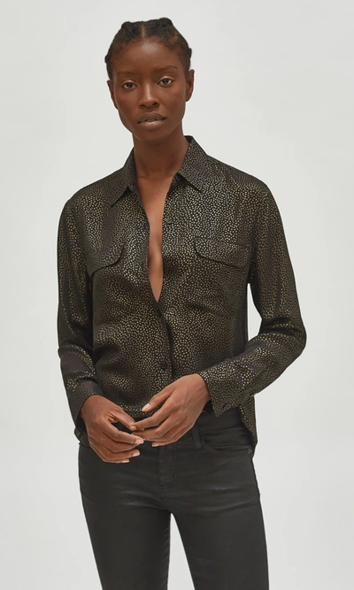 Equipment Signature Silk Shirt In True Black Brown