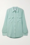 Equipment Slim Signature Washed-silk Shirt In Sky Blue