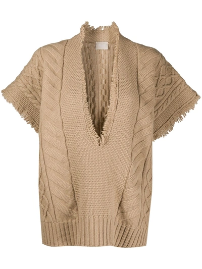 Drumohr Knitted Kaftan Jumper In Neutrals