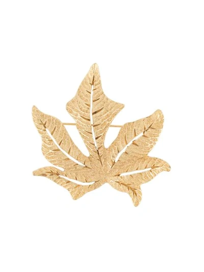 Pre-owned Dior  Autumn Leaf Brooch In Gold