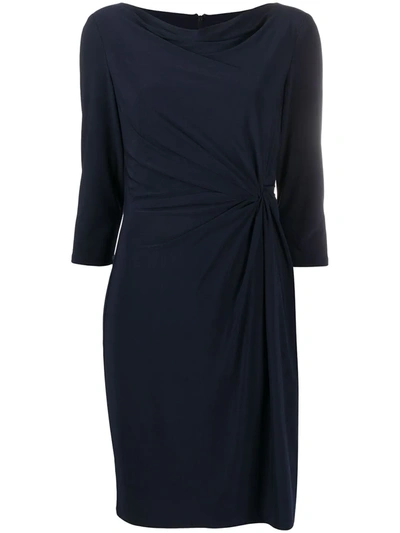 Lauren Ralph Lauren Gathered-detail Fitted Dress In Blue