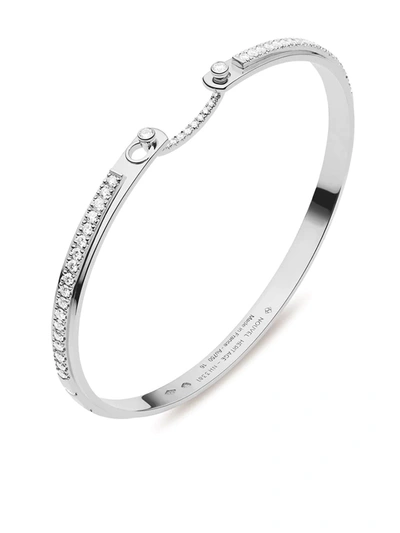 Nouvel Heritage 18kt White Gold Tuxedo Mood Diamond Bangle In Silver