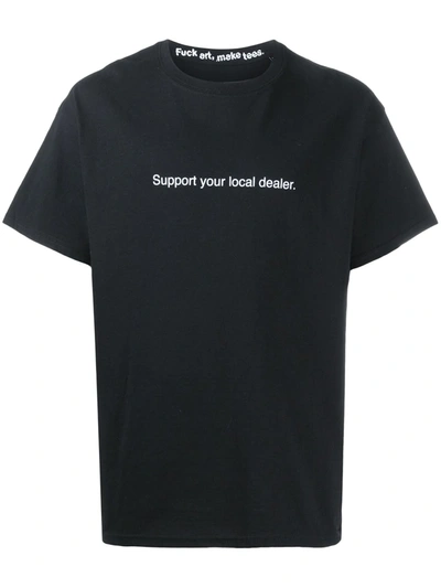 Famt Support-print Cotton T-shirt In Black