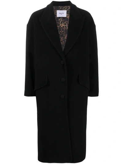 Paltò Single-breasted Wool-blend Coat In Black