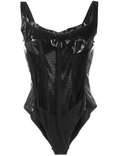 David Koma Vest Top Bodysuit In Black