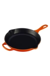 Le Creuset Signature Handle 10 1/4 Inch Enamel Cast Iron Skillet In Flame