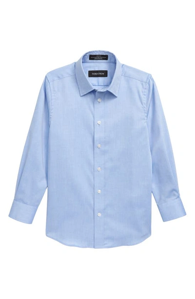 Nordstrom Kids' Solid Cotton Button-up Shirt In Blue Azurite