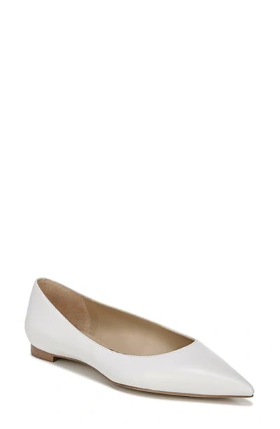 Sam Edelman Stacey Pointed Toe Flat In White Leather