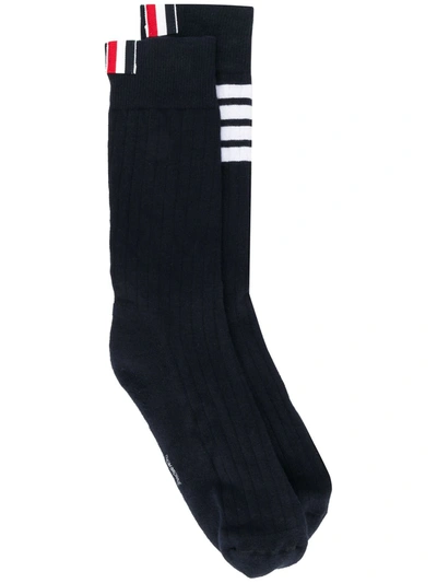 Thom Browne 4-bar Mid-calf Socks In Blue