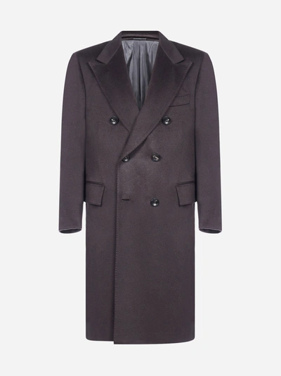 Kiton Cashmere Double-breasted Coat In Testadimoro Fod Trav Grig Sc