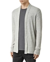 Allsaints Mode Merino Wool Open Cardigan Sweater In Light Gray Marl