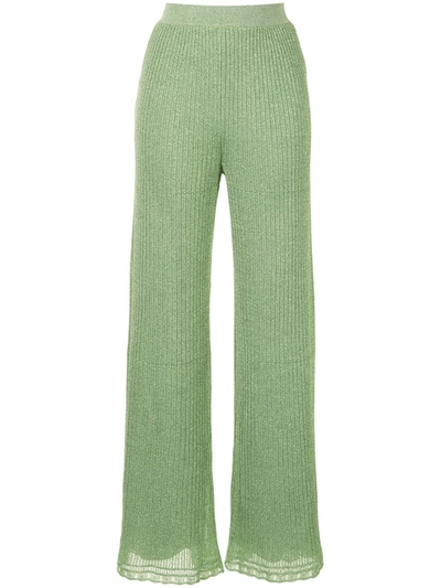 M Missoni Lamé Knitted Pants In Green