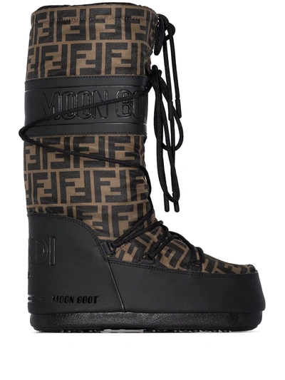 Fendi X Moon Boot Brown And Black Snow Boots