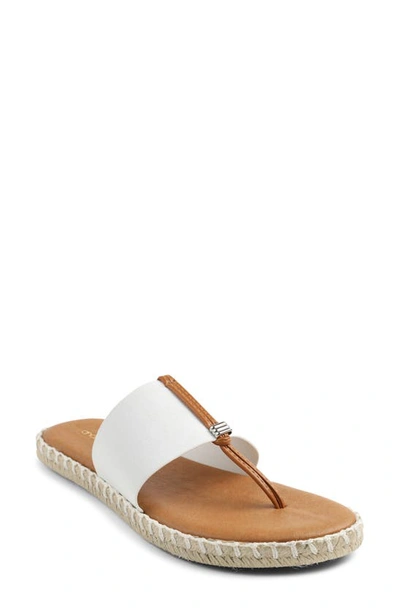 Andre Assous Women's Elle Stretchy Espadrille Thong Sandals In White Fabric
