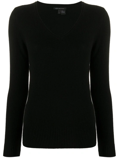 Armani Exchange V-neck Knitted Jumper In Black