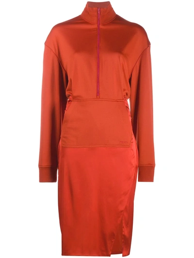Fenty Dual-fabric Tracksuit Dress In Red