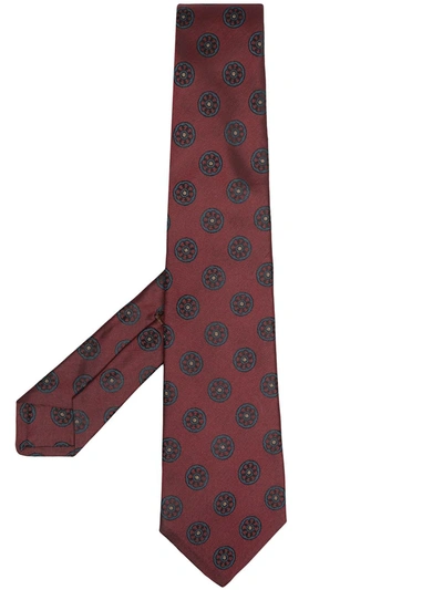 Kiton Floral Weave Tie In Red