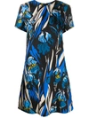 La Doublej Floral-print Satin Short Dress In Iris