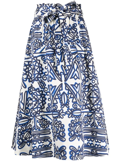 La Doublej Sardegna Parnaveg-print Cotton Midi Skirt In Multi