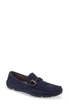 Ferragamo Front 4 Driving Shoe In Blue Marine