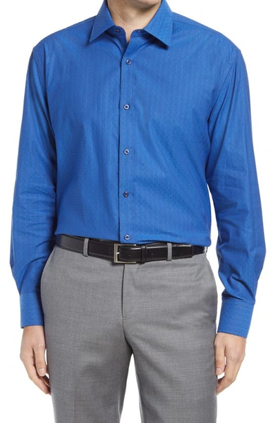 English Laundry Trim Fit Dot Dress Shirt In Royal Blue