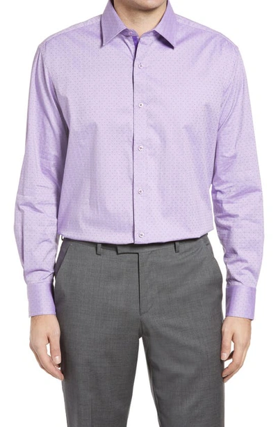 English Laundry Trim Fit Dot Dress Shirt In Purple