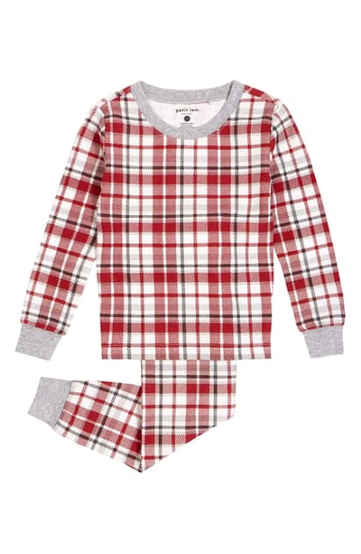 Petit Lem Babies' Plaid Fitted Two-piece Pajamas In Red