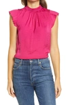 1.state Pleated Sleeve Top In Vibrant Rose