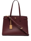 Tory Burch Walker Pebbled Triple-compartment Satchel Bag In Claret