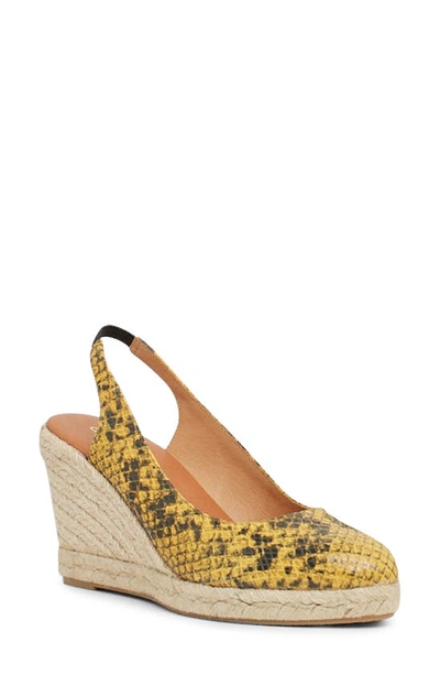 Andre Assous Raisa Slingback Wedge Pump In Yellow Snake Print Leather
