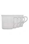 Le Creuset Set Of Four 14-ounce Stoneware Mugs In White