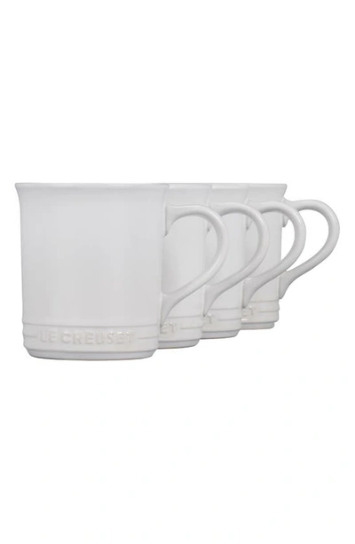 Le Creuset Set Of Four 14-ounce Stoneware Mugs In White