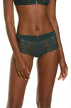 Simone Perele 'saga' Embroidered Boyshort Briefs In Peacock