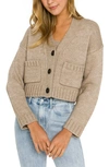 English Factory V-neck Cardigan Sweater In Brown