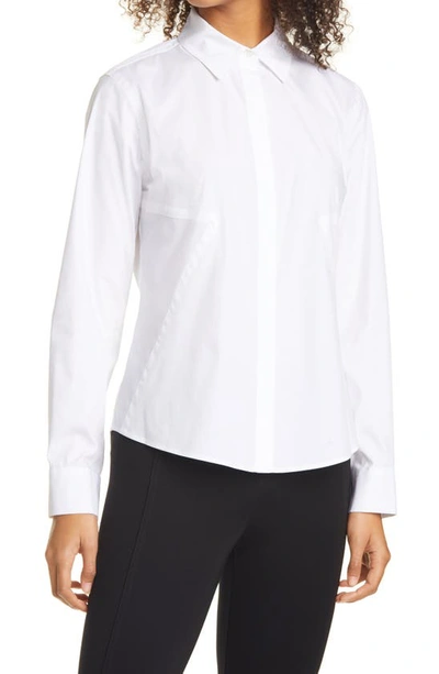 Donna Karan Seamed Woven Shirt In White