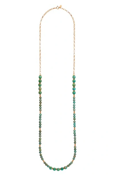 Anna Beck Long Beaded Turquoise Necklace In Gold/ Turquoise