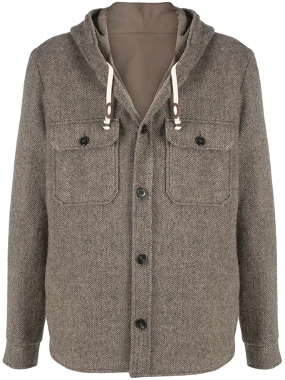 Altea Double-face Herringbone Jacket In Brown