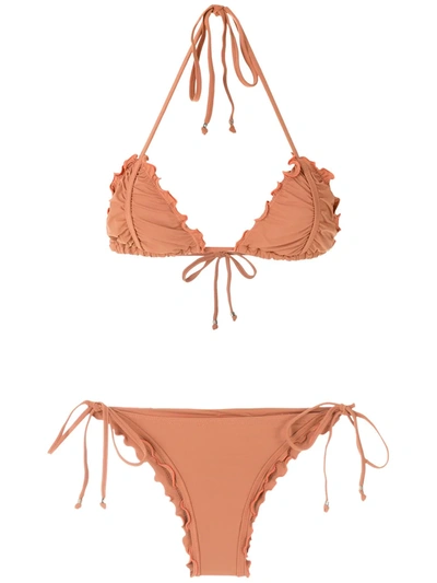 Amir Slama Ripple Effect Bikini Set In Orange