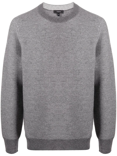 Theory Jacquard Pattern Cashmere Jumper In Grey
